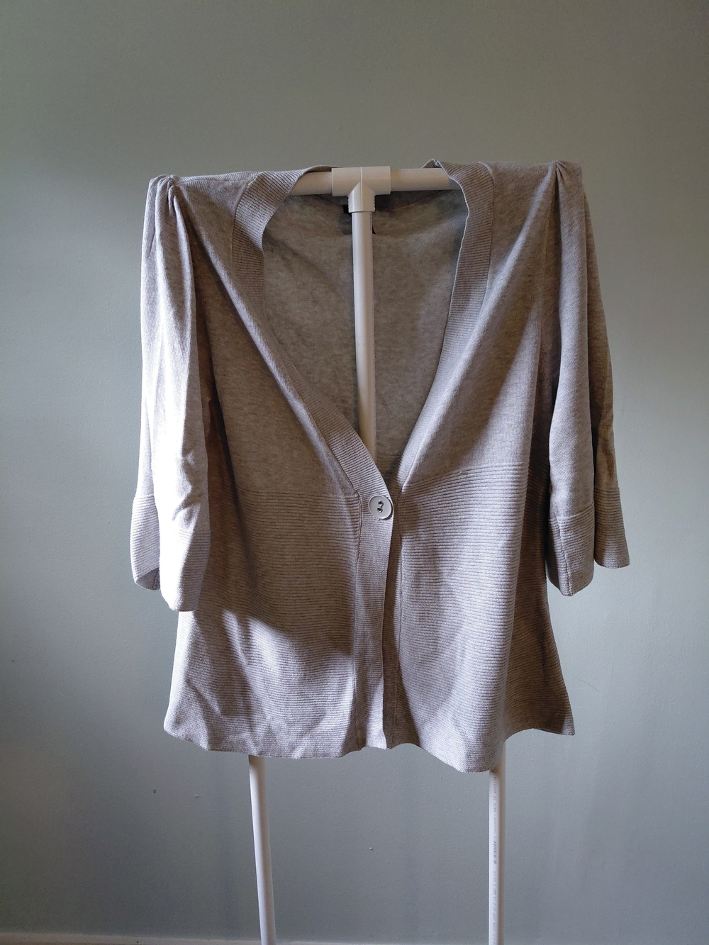 Falls Creek Gray Single-Button Open Cardigan